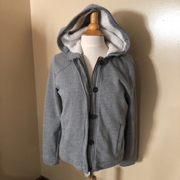 Banana Republic Gray Heavy Hooded Sweatshirt Sz M - Picture 1 of 6